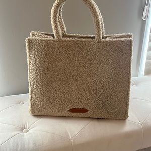 Shearling structured tote